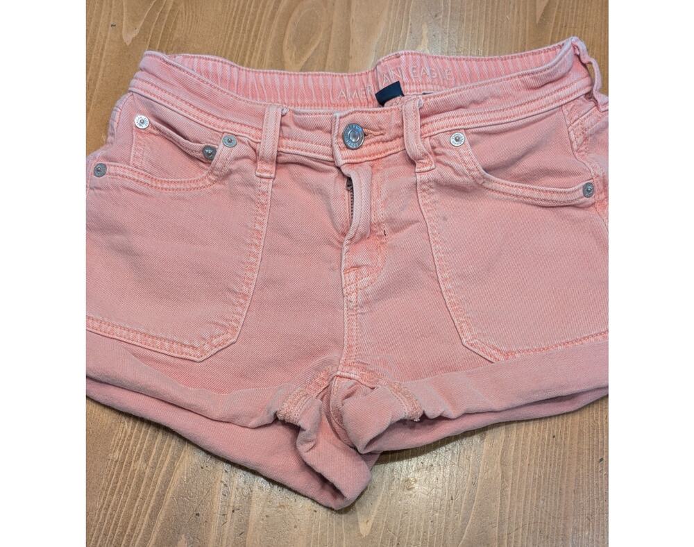 American Eagle Easy Shortie Denim Shorts, Peachy Pink, 000/23, VGU